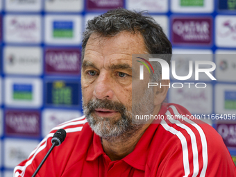 Kuwait team head coach Juan Pizzi attends a press conference at Jassim Bin Hamad Stadium in Doha, Qatar, on October 14, 2024, ahead of the F...