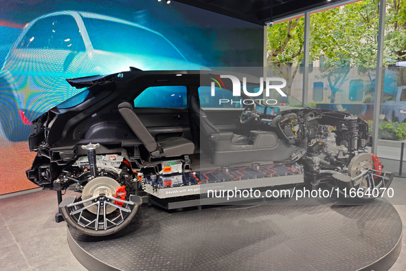 A cutaway model of the Hyundai pure tram is displayed at the newly opened Hyundai N flagship store in Shanghai, China, on October 14, 2024. 