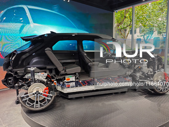 A cutaway model of the Hyundai pure tram is displayed at the newly opened Hyundai N flagship store in Shanghai, China, on October 14, 2024....