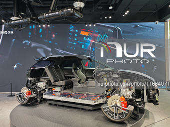 A cutaway model of the Hyundai pure tram is displayed at the newly opened Hyundai N flagship store in Shanghai, China, on October 14, 2024....