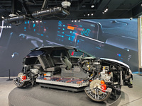 A cutaway model of the Hyundai pure tram is displayed at the newly opened Hyundai N flagship store in Shanghai, China, on October 14, 2024....