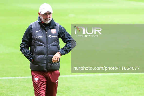 Coach Michal Probierz during training before UEFA Nations League match Poland vs Croatia in Warsaw Poland on 14 October 2024. 