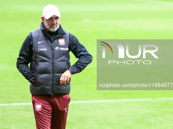 Coach Michal Probierz during training before UEFA Nations League match Poland vs Croatia in Warsaw Poland on 14 October 2024. (