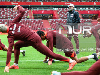 Coach Michal Probierz during training before UEFA Nations League match Poland vs Croatia in Warsaw Poland on 14 October 2024. (