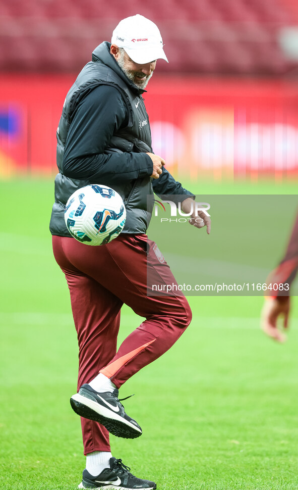 Coach Michal Probierz during training before UEFA Nations League match Poland vs Croatia in Warsaw Poland on 14 October 2024. 