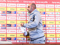 Coach Michal Probierz during press conference before UEFA Nations League match Poland vs Croatia in Warsaw Poland on 14 October 2024. (