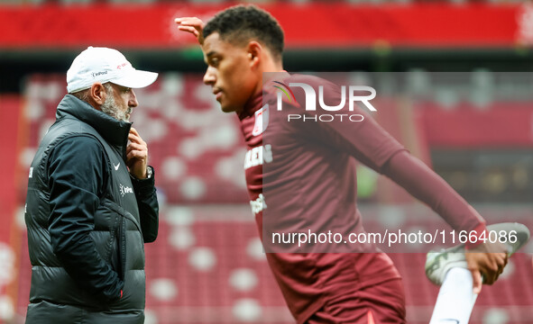 Coach Michal Probierz, Michael Ameyaw during training before UEFA Nations League match Poland vs Croatia in Warsaw Poland on 14 October 2024...