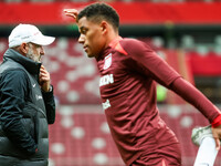 Coach Michal Probierz, Michael Ameyaw during training before UEFA Nations League match Poland vs Croatia in Warsaw Poland on 14 October 2024...