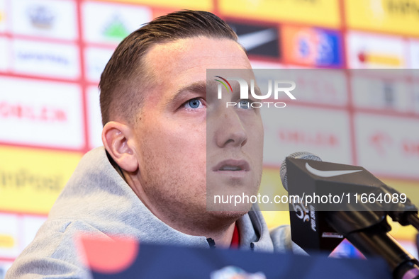 Piotr Zielinski during press conference before UEFA Nations League match Poland vs Croatia in Warsaw Poland on 14 October 2024. 