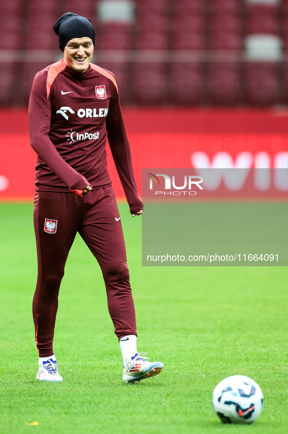 Karol Swiderski during training before UEFA Nations League match Poland vs Croatia in Warsaw Poland on 14 October 2024. 