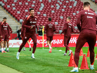 Robert Lewandowski during training before UEFA Nations League match Poland vs Croatia in Warsaw Poland on 14 October 2024. (