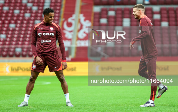 Michael Ameyaw, Sebastian Szymanski during training before UEFA Nations League match Poland vs Croatia in Warsaw Poland on 14 October 2024. 