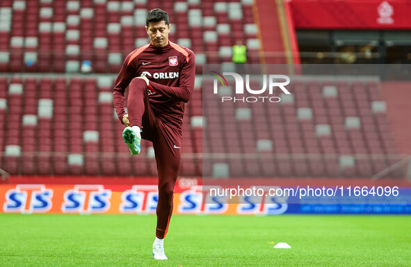 Robert Lewandowski during training before UEFA Nations League match Poland vs Croatia in Warsaw Poland on 14 October 2024. 