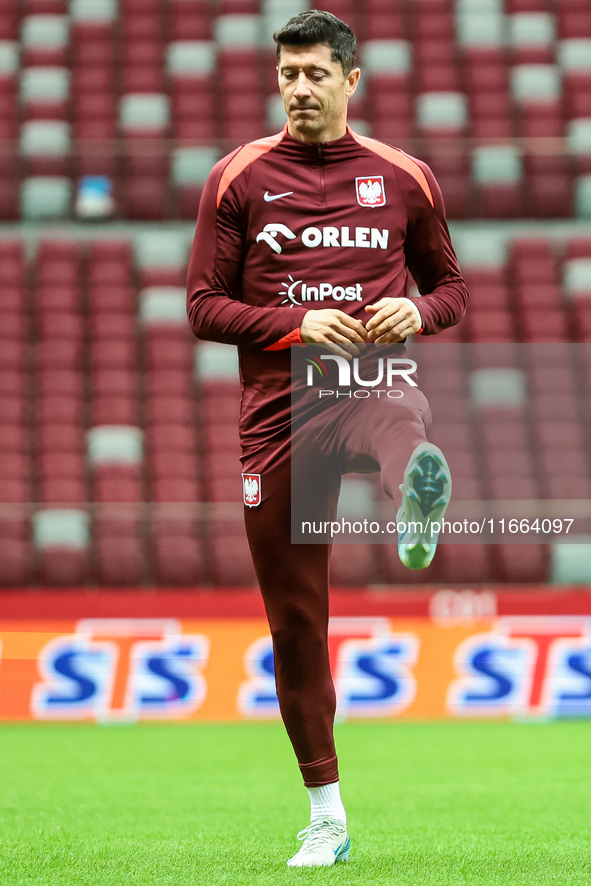 Robert Lewandowski during training before UEFA Nations League match Poland vs Croatia in Warsaw Poland on 14 October 2024. 