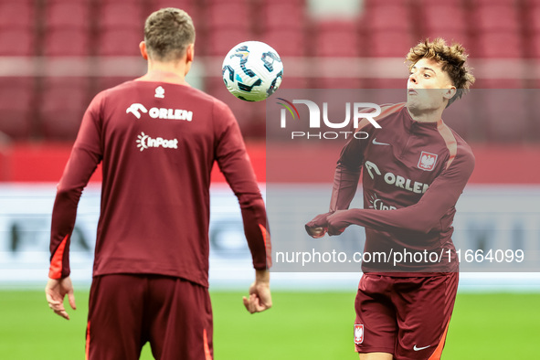 Nicola Zalewski during training before UEFA Nations League match Poland vs Croatia in Warsaw Poland on 14 October 2024. 