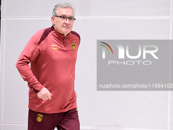 China's head coach Branko Ivankovic attends a pre-match press conference at Qingdao Youth Football Stadium in Qingdao, China, on October 14,...