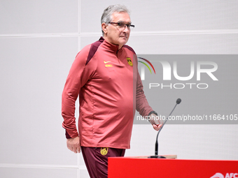 China's head coach Branko Ivankovic attends a pre-match press conference at Qingdao Youth Football Stadium in Qingdao, China, on October 14,...