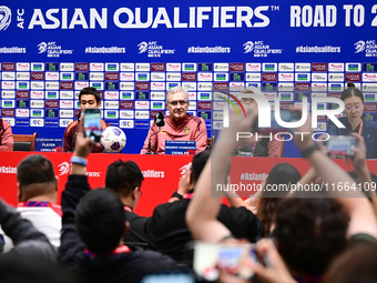 China's head coach Branko Ivankovic attends a pre-match press conference at Qingdao Youth Football Stadium in Qingdao, China, on October 14,...