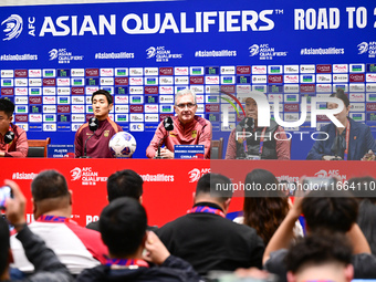 China's head coach Branko Ivankovic attends a pre-match press conference at Qingdao Youth Football Stadium in Qingdao, China, on October 14,...