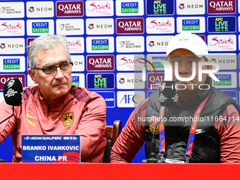 China's head coach Branko Ivankovic attends a pre-match press conference at Qingdao Youth Football Stadium in Qingdao, China, on October 14,...