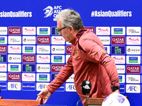 China's head coach Branko Ivankovic attends a pre-match press conference at Qingdao Youth Football Stadium in Qingdao, China, on October 14,...