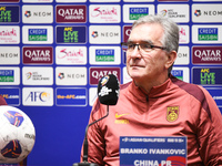 China's head coach Branko Ivankovic attends a pre-match press conference at Qingdao Youth Football Stadium in Qingdao, China, on October 14,...