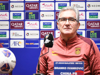 China's head coach Branko Ivankovic attends a pre-match press conference at Qingdao Youth Football Stadium in Qingdao, China, on October 14,...