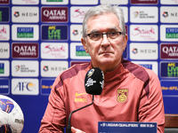 China's head coach Branko Ivankovic attends a pre-match press conference at Qingdao Youth Football Stadium in Qingdao, China, on October 14,...