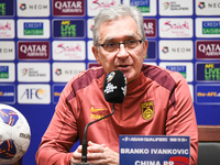 China's head coach Branko Ivankovic attends a pre-match press conference at Qingdao Youth Football Stadium in Qingdao, China, on October 14,...