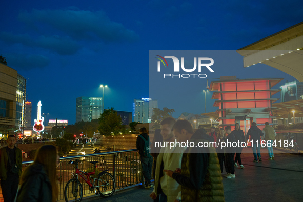 Crowds are seen near a shopping mall in Warsaw, Poland on 12 October, 2024. 