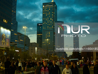 The Intercontinental hotel and other skyscrapers are seen in Warsaw, Poland on 12 October, 2024. (