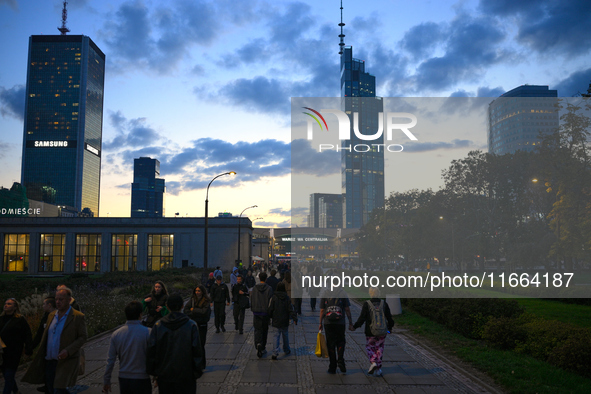 Crowds are seen in Warsaw, Poland on 12 October, 2024. 