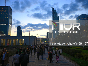 Crowds are seen in Warsaw, Poland on 12 October, 2024. (