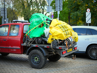 Electric scooters for the elderly and disabled are seen collected on a truck, donated for Ukraine in Warsaw, Poland on 12 October, 2024. (