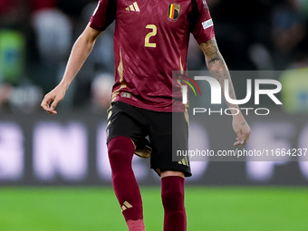 Zeno Debast of Belgium during the UEFA Nations League 2024/25 League A Group A2 match between Italy and Belgium at Stadio Olimpico on Octobe...