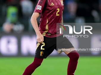 Zeno Debast of Belgium during the UEFA Nations League 2024/25 League A Group A2 match between Italy and Belgium at Stadio Olimpico on Octobe...