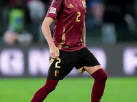 Zeno Debast of Belgium during the UEFA Nations League 2024/25 League A Group A2 match between Italy and Belgium at Stadio Olimpico on Octobe...