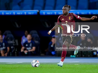 Jeremy Doku of Belgium during the UEFA Nations League 2024/25 League A Group A2 match between Italy and Belgium at Stadio Olimpico on Octobe...