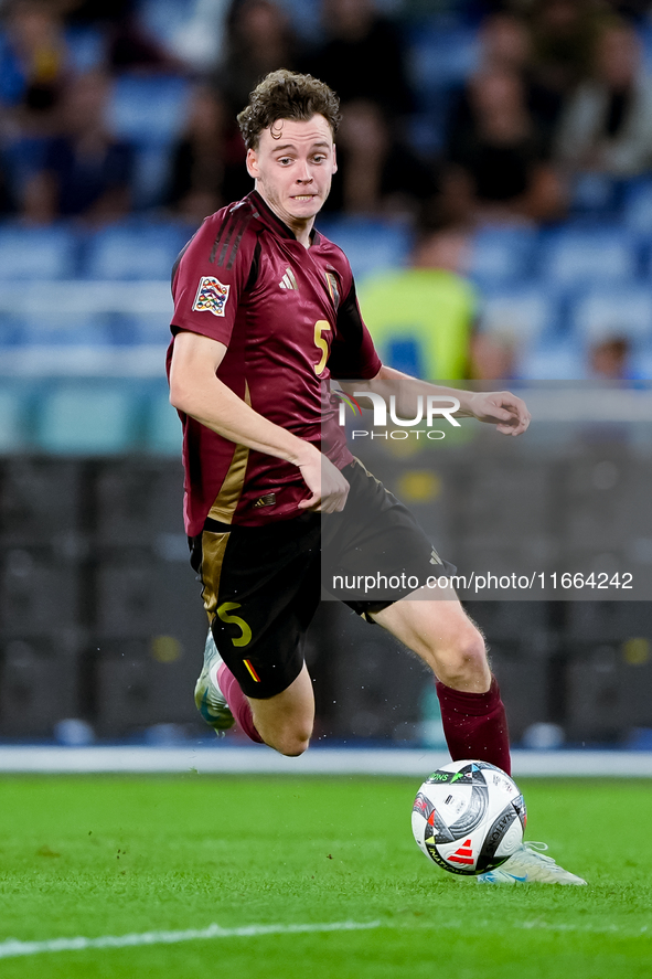 Maxim De Cuyper of Belgium during the UEFA Nations League 2024/25 League A Group A2 match between Italy and Belgium at Stadio Olimpico on Oc...