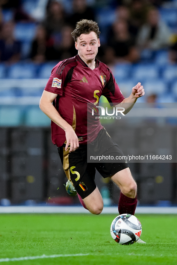 Maxim De Cuyper of Belgium during the UEFA Nations League 2024/25 League A Group A2 match between Italy and Belgium at Stadio Olimpico on Oc...