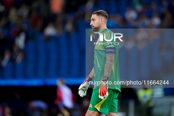 Gianluigi Donnarumma of Italy looks on during the UEFA Nations League 2024/25 League A Group A2 match between Italy and Belgium at Stadio Ol...