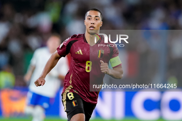 Youri Tielemans of Belgium during the UEFA Nations League 2024/25 League A Group A2 match between Italy and Belgium at Stadio Olimpico on Oc...