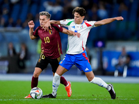 Leonardo Trossard of Belgium and Samuele Ricci of Italy during the UEFA Nations League 2024/25 League A Group A2 match between Italy and Bel...