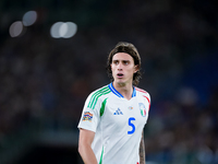 Riccardo Calafiori of Italy looks on during the UEFA Nations League 2024/25 League A Group A2 match between Italy and Belgium at Stadio Olim...