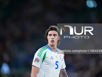 Riccardo Calafiori of Italy looks on during the UEFA Nations League 2024/25 League A Group A2 match between Italy and Belgium at Stadio Olim...