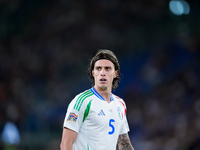 Riccardo Calafiori of Italy looks on during the UEFA Nations League 2024/25 League A Group A2 match between Italy and Belgium at Stadio Olim...