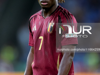 Jeremy Doku of Belgium looks on during the UEFA Nations League 2024/25 League A Group A2 match between Italy and Belgium at Stadio Olimpico...