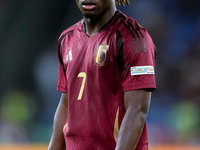 Jeremy Doku of Belgium looks on during the UEFA Nations League 2024/25 League A Group A2 match between Italy and Belgium at Stadio Olimpico...