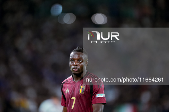 Jeremy Doku of Belgium looks on during the UEFA Nations League 2024/25 League A Group A2 match between Italy and Belgium at Stadio Olimpico...