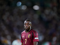 Jeremy Doku of Belgium looks on during the UEFA Nations League 2024/25 League A Group A2 match between Italy and Belgium at Stadio Olimpico...